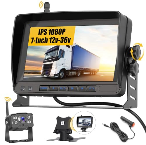 Hikity Rückfahrkamera Digitales Signal WLAN mit 1080P 7 DVR 12V-36V | Rückfahrkamera mit Weitwinkel Einfache Montage Wasserdicht IP68 Nachtsicht IPS-Bildschirm Intelligente Rückfahrlinien