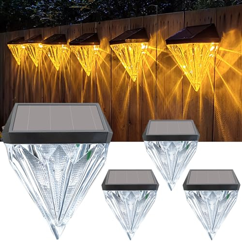 AGOTD Solarlampen für Außen, Wasserdichte Solar Lampe für die Garten dekoration, Solar Gartenleuchten für Terrasse Zaun Garten Stufen Wege, 4 Stück Amber Licht