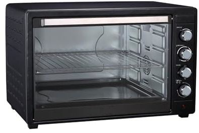 Forno Elettrico Ventilato con Griglia e Teglia - Fornetto Elettrico con Termostato Regolabile, 64x47.8x42.1cm, 80L, 2800W, Nero