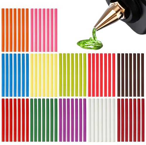 84 Pezzi Stick Colla a Caldo 7mm x 100 mm, Ricariche Colla a Caldo Colorata, Bastoncini Colla a Caldo Multicolore, Bastoncini di Colla Asciugatura Rapida Kit, per Fai da Te, Riparazione e Fissaggio