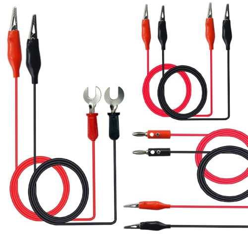 Senvenelec (3 set) Cavo di test plug banana da 4 mm, tubo di prova per morsetti a coccodrillo, cavo di test a clip da 6 mm, cavo di test universale multimetro, cavo da 1 metro.