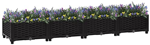 Tidyard Hochbeet Pflanzkübel Blumenkasten Pflanzkasten Blumenkübel Gemüsebeet Pflanzbeet Blumentopf Pflanzenkübel Pflanztopf Pflanzwanne Gartenbeet 160x40x23 cm Polypropylen-4278