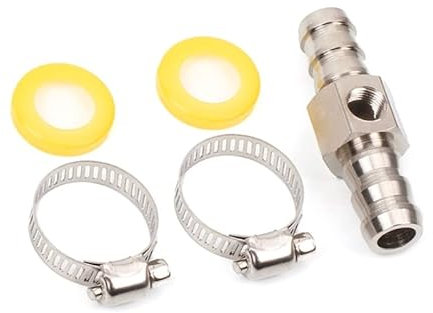 P9JC 3/8 Fuel Line Pressure T‑Fitting Adapter For Fuel Pressure Gauge Barbed- Push Lock T-Fitting Adapter with Clamps(For B)
