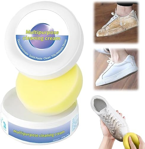 BSOON Weisse Schuhe Reinigungs Creme, Sneaker Reiniger Fleckentfernungscreme, White Shoe Cleaning Cream, Multifunktionale Schuhe Reinigungs für alle Oberflächen