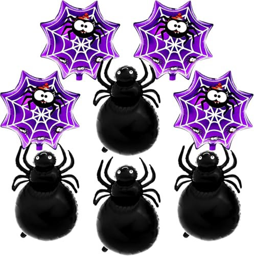 8 Stück Halloween Folienballon Spinne, Helium Ballon Party Luftballons, Deko in Lila und Schwarz für Halloween Party Dekoration