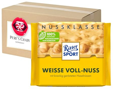 Pere's Candy Bundle für 5 x 100g Weisse Voll-Nuss Tafel Schokolade + Pere's Candy Notepad DIN A7-25 Blatt