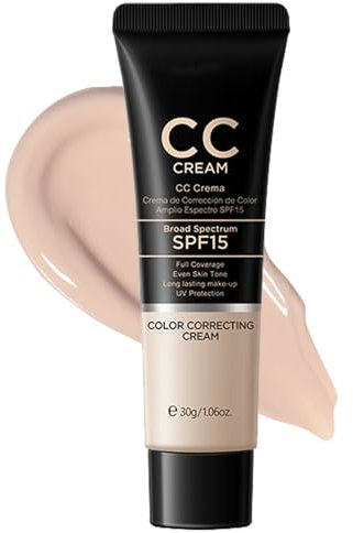 CC Cream with SPF 15 - CC Cream Foundation Colour Correcting, Anti-Redness and Colour Correcting - Lightweight Hydrating Formula - Full Coverage Face Concealer Makeup