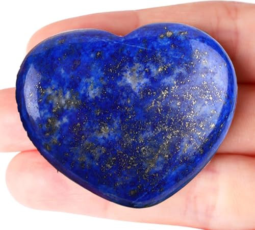 Votvlog Pierres Précieuses Pierres Thérapeutiques, Cristal en Forme de Coeur Pierres Lapis Lazuli Cristaux de Guérison Naturels Pierre d'Inquiétude Polie pour Méditation, Cadeau d'Anniversaire