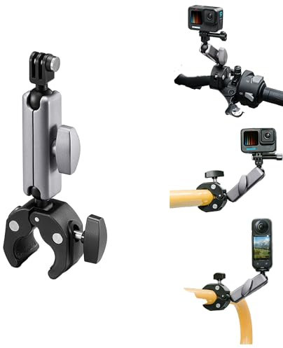 CERFFOOL Fahrradhalterung Motorrad-Griffhalterung für GoPro Hero 13 12 11 für Insta360 X5 X4 Ace Pro 2 Go 3S für Mobile 6 360°Drehbar mit 1/4 Gewinde Adapter Action-Kamera-Zubehör