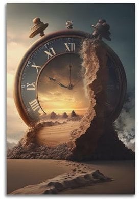 ZCJYMX Visuell atemberaubendes Landschaftsposter mit riesiger Uhr, exquisites modernes Familien-dekoratives Gemälde für Wohnzimmer, Schlafzimmer und wunderschöne Büro, Leinwand-Kunstdruck, Bild, 40 x