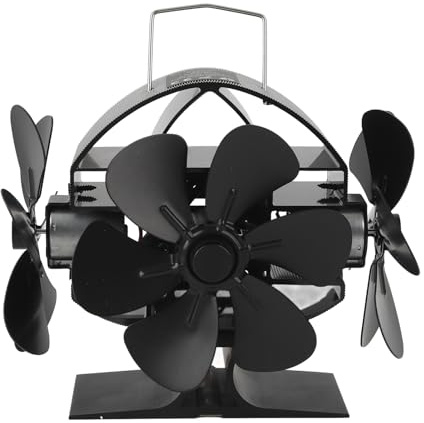 Gonetre Ventilateur de Poêle à Chaleur Efficace 3 Têtes 18 Lames en Aluminium Soufflant à 270 Degrés Ventilateur de Cheminée Couvercle de Protection pour Poêle à Bois Maison