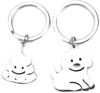 Personalisierte Schlüsselanhänger Mit 2 Süßen Hunden Und Lustigem Kacke-Anhänger, Geschenk Für Frauen, Guter Freundinnen, Romantische Paare Und Als Witziges Geschenk, Kleine Geschenke Für Frauen