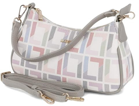 L.CREDI Damen Oranda Tasche, Cremefarben, Mehrfarbig