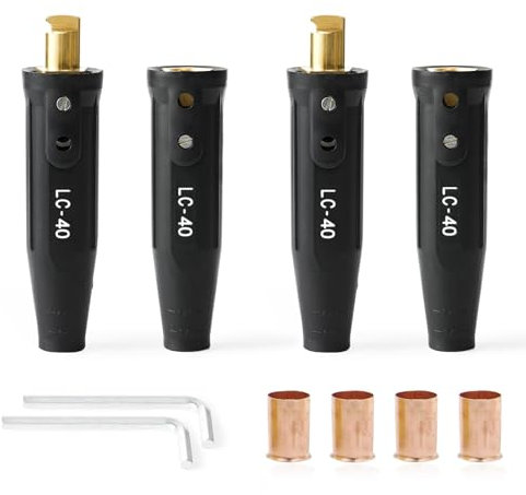Welding Knight LC40 Welding Cable Connector Set Black Male and Female for 1/0 Thru 2/0 Cable Capacity 350 Amp 50-70 SQ-MM 2-Set