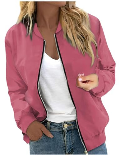 Generico Giubbotto Donna Leggero,Giubbino Primavera Donna,Stile retrò Classics Casual Moda Unique Giacca a Vento Leggera Giubbotto Bomber Corto Giacchetta Leggera Casual