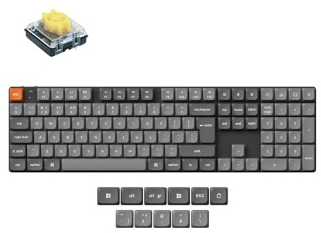Keychron K5 Max Ultra-Slim Wireless Custom Mechanical Keyboard, QMK/VIA Programmable, Bluetooth/2.4 GHz/Wired with RGB Hot-Swappable Low Profile Gateron Banana Switch for Mac Win Linux - UK Layout
