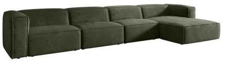 Luxusbetten24 Designer Sofa Comfy L Maxi in Samt Grün Rechts