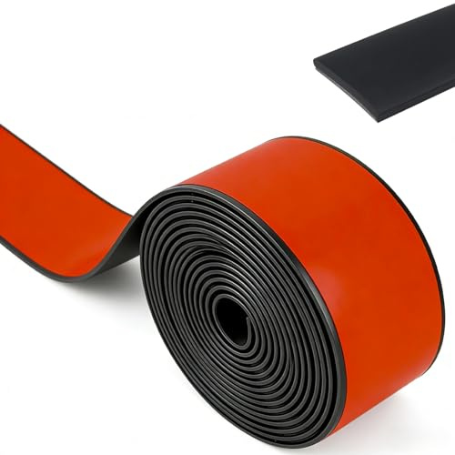 Gummistreifen Selbstklebend, (50mm x 2mm x 3m) Vollgummi Gummiprofil, Gummimatte, Neoprenmatten Gummiplatten, für Stoßdämpfung, Abdeckung, Anti Rutsch, Schwarz