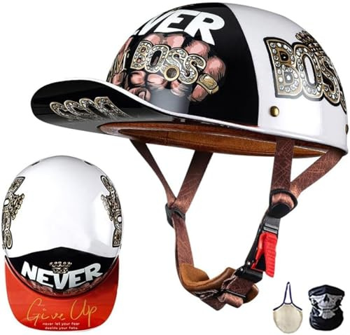 Casco Scodella Portatile Mezzi Caschi Jet Mezzo Caschi Da Motociclista Vintage Caschi Cromwell Caschi Casco A Scodella Scooter Motorino ECE/DOT Omologato Mezzo Elmetto Da Moto 6,XXL