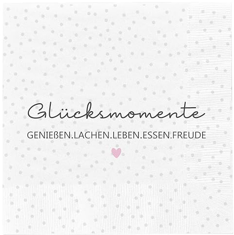 Servietten 'Glücksmomente' 60er Set | 33x33cm 3-lagig Papierserviette | Tischdeko für Freunde (1 x 60er Set Servietten Glücksmomente)