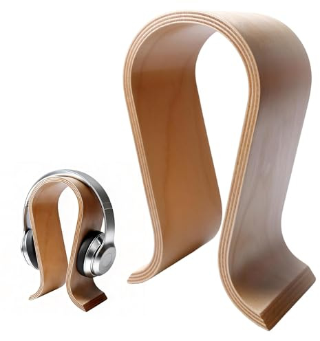 BORDEAG Kopfhörer Ständer Holz, Kopfhörerständer Aus Walnuss U Form, Stabiler Kopfhörer Halter Eleganter Headphone Stand für Schreibtisch Zuhause Büro Und Studio Universelle Aufbewahrung Langlebig