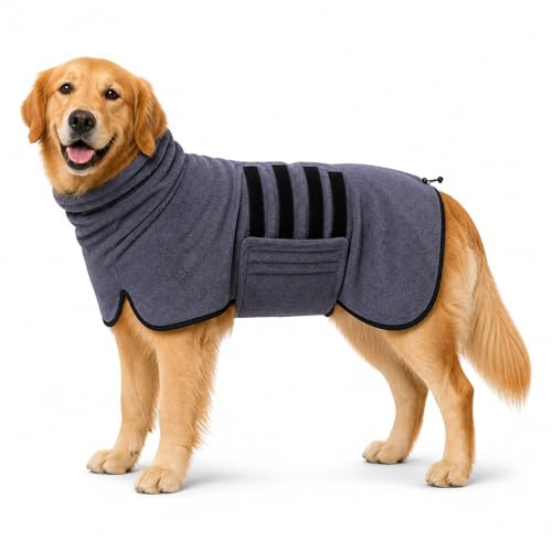 Dog Towels for Drying Dogs, Super-Absorbent and Quick-Drying Dog Towel, Dog Drying Coat with Velcro and Adjustable Elastic, Suitable for Most Dogs, Small, Microfiber