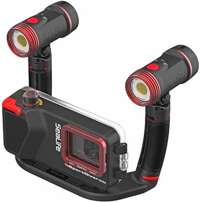 Sealife SportDiver Ultra Pro 5000 Duo Set Unterwassergehäuse zum Schnorcheln & Tauchen mit dualen (2) Sea Dragon 2500 Lumen Leuchten und Ultra Dive Tray für Videos und Fotografie unter Wasser