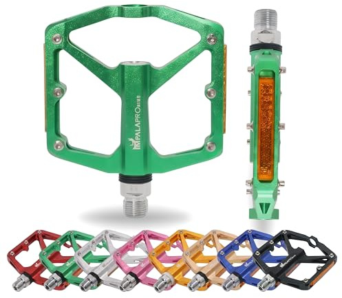 IMPALAPRO Alu Plattform Pedale Fahrrad CNC mit Reflektor 298g | Pedalen Fahrrad mit Reflektor Mittelplattform 100x95mm 12 Edelstahl-Pins Wechselbar/Rutschfest, Cr-Mo Achse – MTB, Stadt, BMX