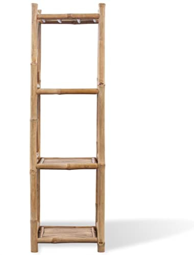 RJPLMFV Étagère Bambou 4 Niveaux pour Petit Espace | Porte-serviettes Salle de Bains, Étagère à Livres Salon, Support Plante Patio, Résistant aux Intempéries