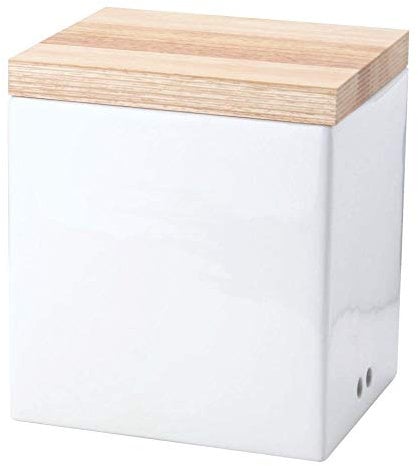 2 Stück Continenta Zwiebel Vorratsdose aus Keramik mit Holzdeckel, Zwiebeldose mit Aufschrift: Zwiebeln, 18.5 x 16 x 20.5 cm, Set by Danto