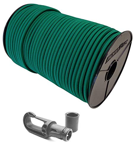 Seilwelt 6mm Expanderseil 30m Gummiseil + 10 Karabiner Gummileine Planenseil Seil Plane in Grün