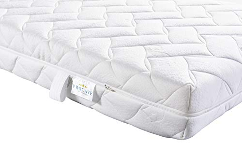 PROCAVE AloeVera Matratzenbezug versteppt, mit 4-Seiten Reißverschluss und 4 Handgriffen, 100% aus Deutschland in 90x200 cm für Matratzen-Höhe 15cm