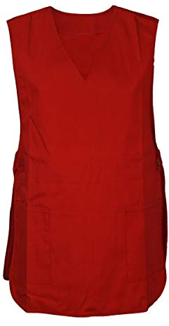 Schuerzenfabrik Chasuble Kasack Überwurf Schürze Baumwolle/Polyester, Größe:M, Farbe:rot zum Knöpfen