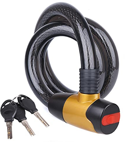 FOBOZONE Bike Cable Lock with Keys, 4FT x 23 mm Bike Lock Cable, Durable Steel, Anti-Theft Outdoor Waterproof Locks for Bike, Ebike, Scooter, Motorcycle, Warehouse, Fence Shed, Gate