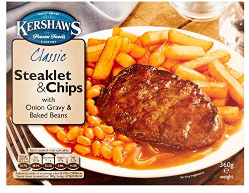 Kershaws Classic Steaklet and Chips, 360g (Frozen)
