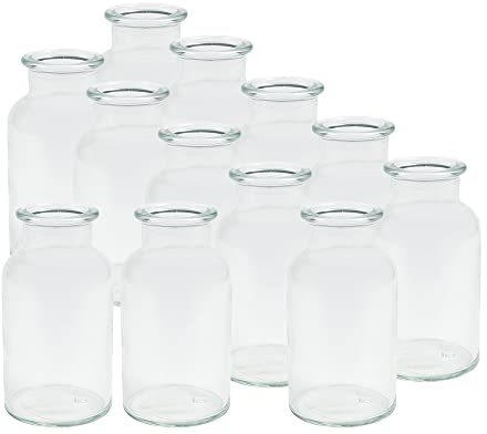 12 Stück Runde Typ 300 Mini Vasen Glasfläschchen kleine Dekoflaschen Flasche Väschen Vase Glasflaschen Blumenvase (12 Stück)