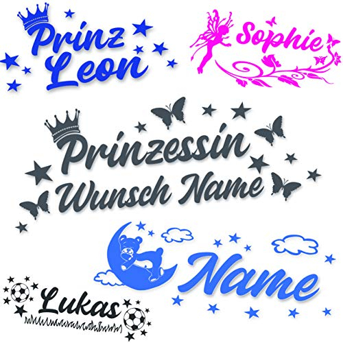 topdesignshop Kinder Motiv Wandtattoos & eigenem Namen - Kinderzimmer Aufkleber mit Wunschnamen - Türaufkleber/Wandaufkleber - Jungen Kindernamen Text nach Wunsch mit Vorschau selbst gestalten