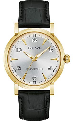 Bulova Herren Analog Automatisch Uhr mit Leder Armband 97A152