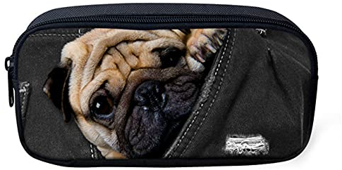 Belidome Federmäppchen mit Mops-Motiv, weiches Schul-Schreibwaren für Jungen und Mädchen
