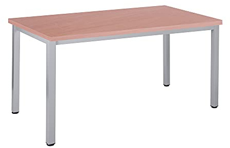 Eigentlich Bürotisch Schreibtisch Besprechungstisch graues Tischgestell quadratische Beine | PC-Tisch Arbeitstisch Konferenztisch Computertisch Homeoffice-Tisch Businesstisch, Buche 200x80x77,5cm