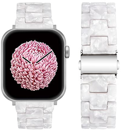 SEURE Kompatibel mit Apple Watch Armband 38mm 40mm 41mm 42mm Damen Herren Resin Harz Ersatzarmband Leicht Ersatz für Watch Series 10 9 8 7 6 SE 5 4 3 2 1 Weiß