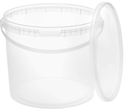 BenBow Seau avec Couvercle 3l Transparent 1x 3 litres - Convient pour Aliments, Stable, étanche à l'air, Anti-Fuite, inodore - Seau en Plastique - Vide