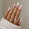 Sethexy Abstrakt Mandelform Falsche Nägel Französisch Press on Nails Swirl Fingernägel 24St Acryl Nägel zum Aufkleben für Frauen und Mädchen