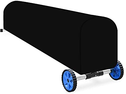 Izzybang 20 Feet Pool Reel Set Cover Waterproof Heavy Duty Inground Swimming Pool Solar Blanket Protective Reel Roller Winter Covers Protector (Upgrade), Black