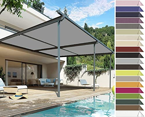 RYNS Sonnensegel für Gartenpavillon Sunset Deluxe 1000x1000cm Wetterbeständig Mit Uv Schutz Sonnenschutz Balkonabdeckung Sichtschutz Balkon Mit Spannseilen Für Garten Terrasse, Hellgrau
