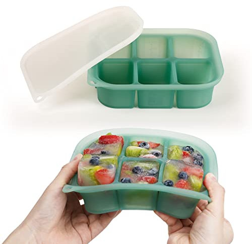 haakaa Silicone Baby Food Tray - Breastmilk Homemade Baby Food Mold - Baby Fresh Food Freezer Tray - Ice Cube Tray - - 4m+ Baby Toddler Kid - Pea Green