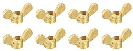 sourcing map Brass Wing Nuts, M4 Butterfly Nut Hand Twist Tighten Fasteners for Furniture, Machinery, Electronic Equipment, 8Pcs