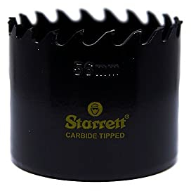 Starrett Scie cloche à pointe en carbure de tungstène – CT056MM – Coupe profonde – Pour parquets suspendus en bois, béton renforcé et fibre de verre – 56 mm