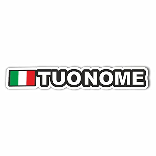 AMA SHOP ADESIVO SAGOMATO personalizzabile tuo nome con bandiera |Sticker per Casco,Moto, Camper,Barca| autoTuning |