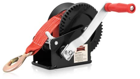 Dragon Winch Seilwinde Handseilwinde 2500 lbs / 1133 kg mit Haken und Gurt 10m zum von kleinen Booten, Motorrädern, Fahrzeugen und für den Einsatz in Werkstätten | Einstufige Winde